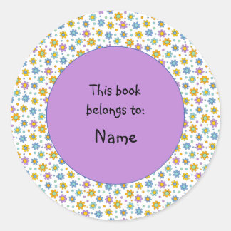 cute and colourful flower and dots classic round sticker