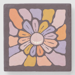 Cute and Colourful Flower Drawing-Digital Painting Stone Coaster