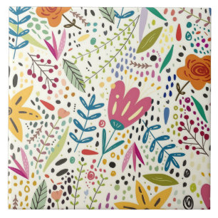 Cute and colourful flower pattern tile