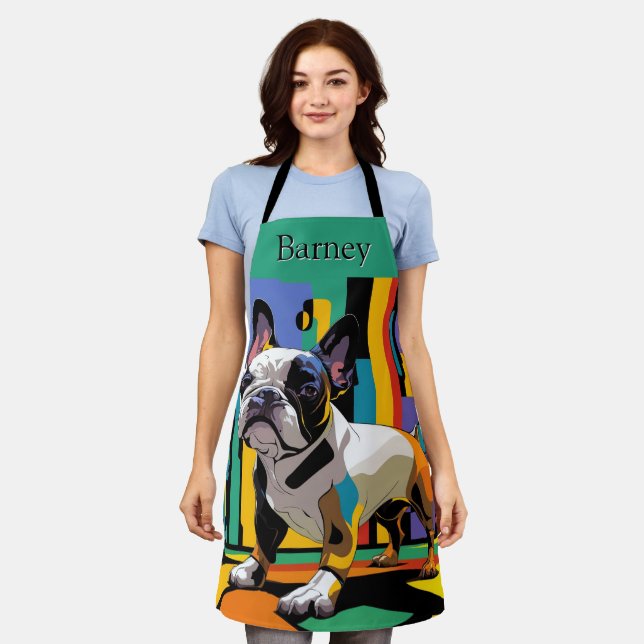Cute and Colourful French Bulldog Pop Art Apron (Worn)