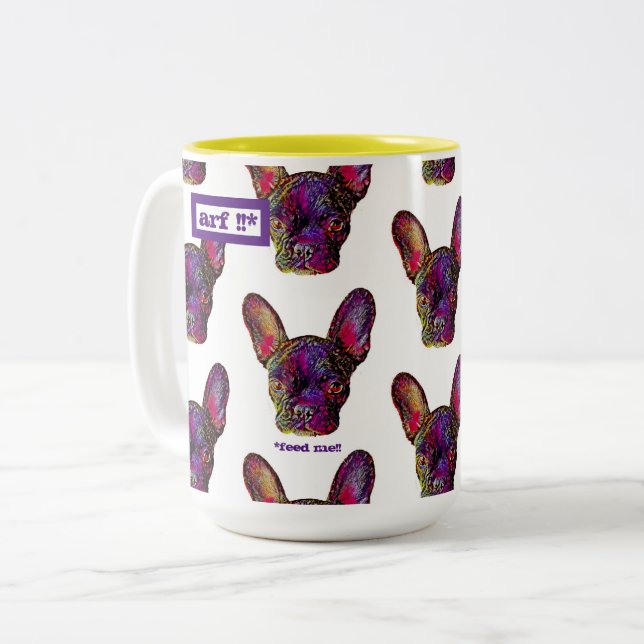 Cute and Colourful Frenchie Coffee Mug (Front Left)