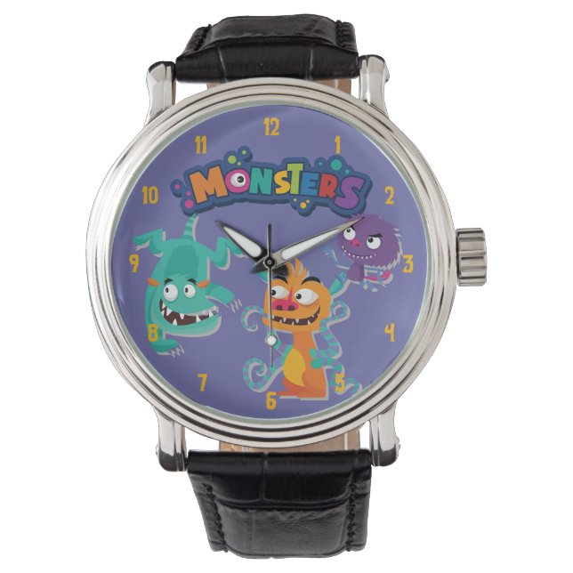 Cute and Colourful Fun Monsters Playing Scene Watch (Front)