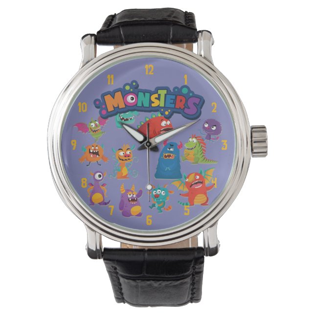Cute and Colourful Fun Monsters Playing Scene Watch (Front)