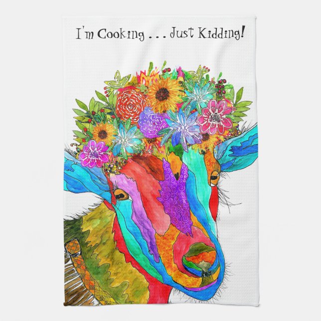 Cute and Colourful Funny Goat Kitchen Towel (Vertical)