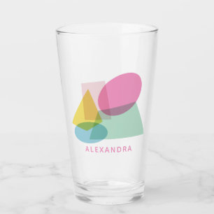 Cute and Colourful Geometric Collage Personalised Glass