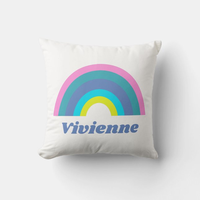 Cute and Colourful Geometric Rainbow Personalised Cushion (Front)