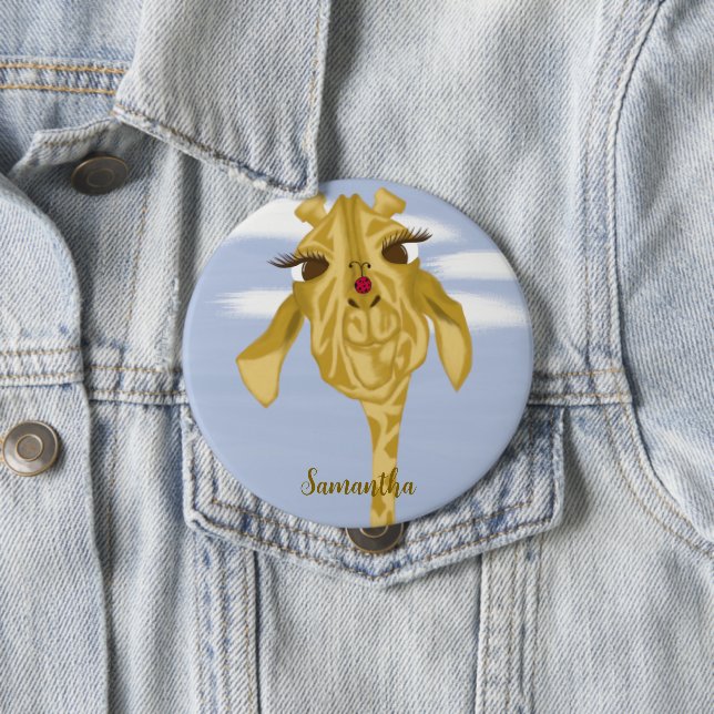 Cute And Colourful Giraffe 10 Cm Round Badge (In Situ)