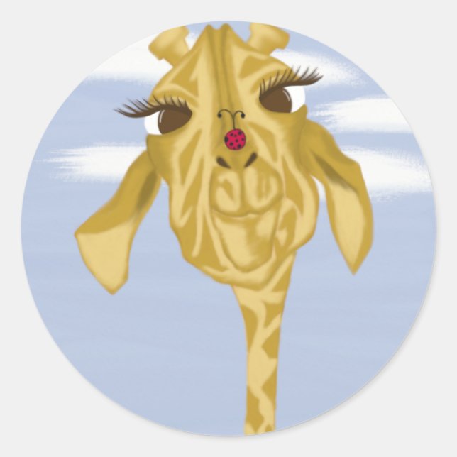 Cute And Colourful Giraffe Classic Round Sticker (Front)