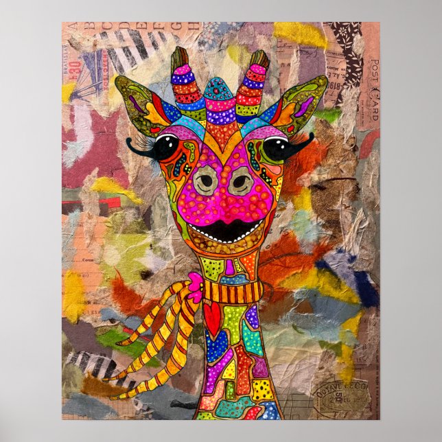 Cute and Colourful Giraffe Poster 16x20" (Front)