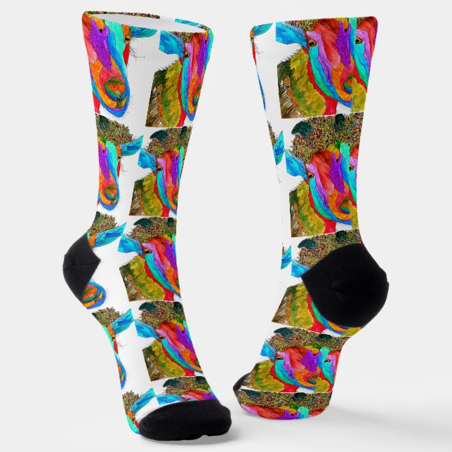 Cute and Colourful Goat Socks (Angled)