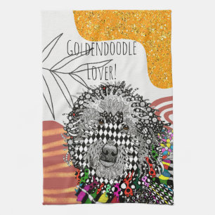 Cute and Colourful Goldendoodle Kitchen Towel
