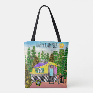 Cute and Colourful Happy Camper Tote Bag