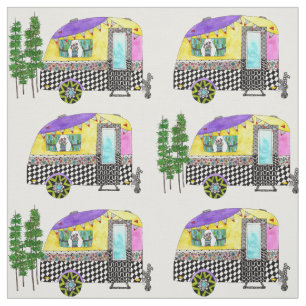Cute and Colourful Happy Campers Trailer Fabric