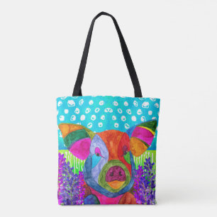 Cute and Colourful Happy Pig Tote Bag