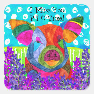 Cute and Colourful I Miss You Pig Time Pig Sticker