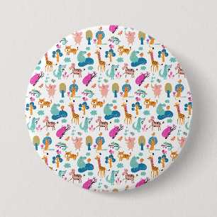Cute and Colourful Jungle Animals Pattern 7.5 Cm Round Badge