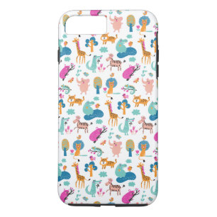 Cute and Colourful Jungle Animals Pattern iPhone 8 Plus/7 Plus Case