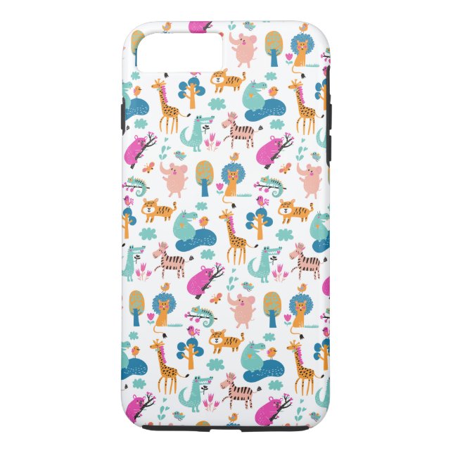 Cute and Colourful Jungle Animals Pattern Case-Mate iPhone Case (Back)
