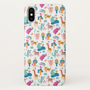 Cute and Colourful Jungle Animals Pattern iPhone X Case