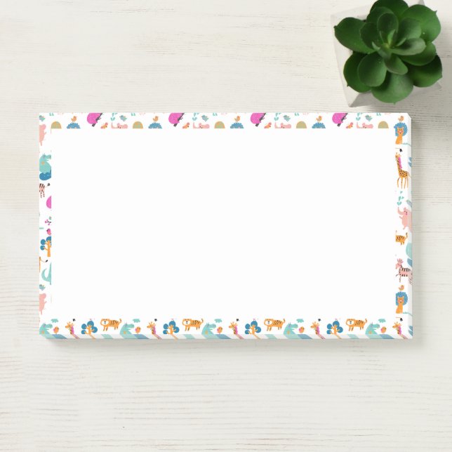 Cute and Colourful Jungle Animals Pattern Post-it Notes (Office)
