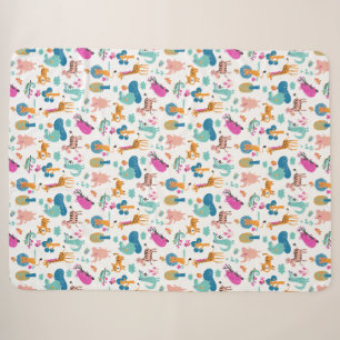 Cute and Colourful Jungle Animals Pattern Sherpa Blanket