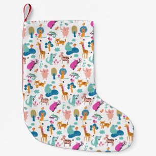 Cute and Colourful Jungle Animals Pattern Small Christmas Stocking