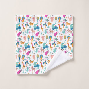 Cute and Colourful Jungle Animals Pattern Wash Cloth