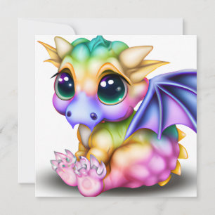 Cute and Colourful Kawaii Baby Dargon  Holiday Card