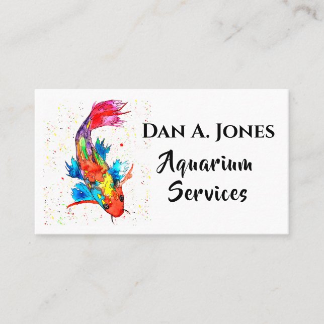 Cute and Colourful Koi Fish Aquarium Business Card (Front)