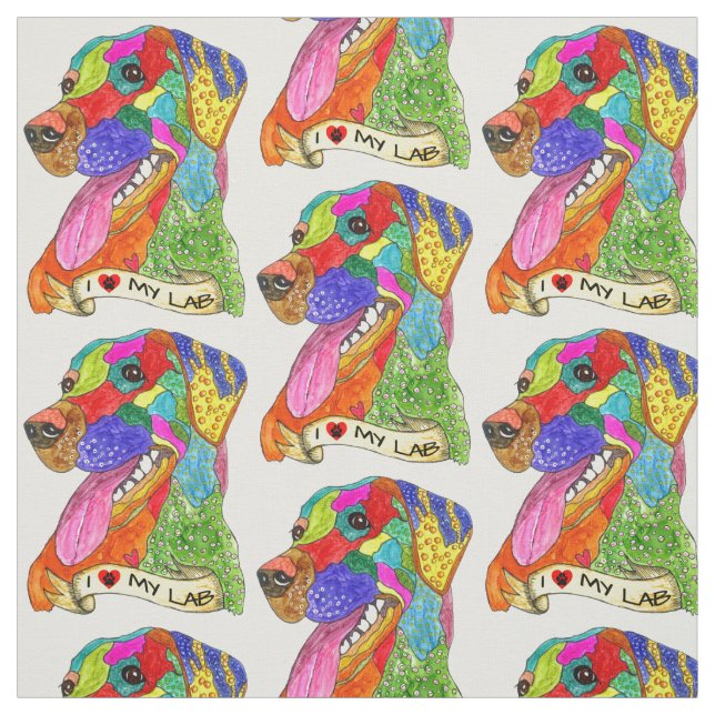 Cute and Colourful Labrador Retriever Fabric (Swatch)