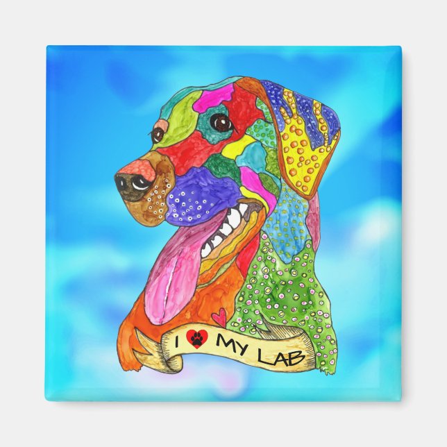 Cute and Colourful Labrador Retriever Magnet 2" (Front)