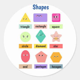 Cute and Colourful Learn Your Shapes Classic Round Sticker