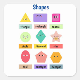 Cute and Colourful Learn Your Shapes Square Sticker