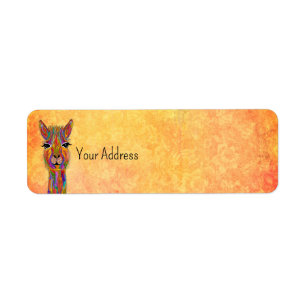 Cute and Colourful Llama Alpaca Address Label
