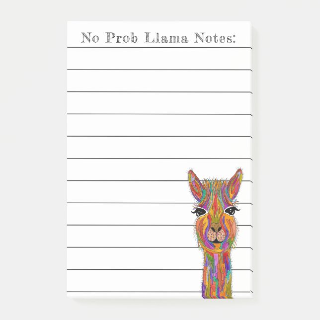 Cute and Colourful Llama Alpaca Post-it Notes (Front)