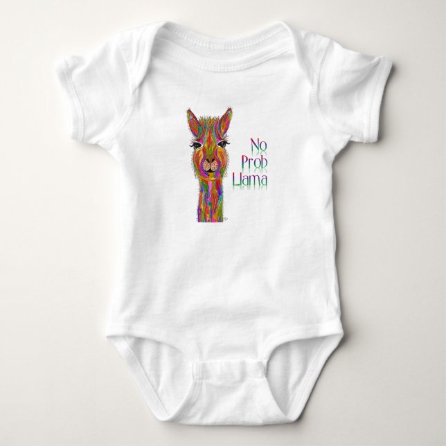 Cute and Colourful Llama Baby Bodysuit (Front)