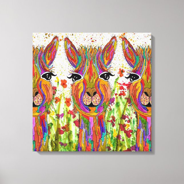 Cute and Colourful Llama Canvas - 20" x 20" (Front)
