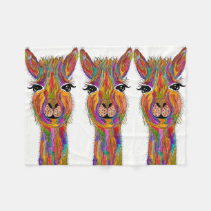 Cute and Colourful Llama Fleece Blanket