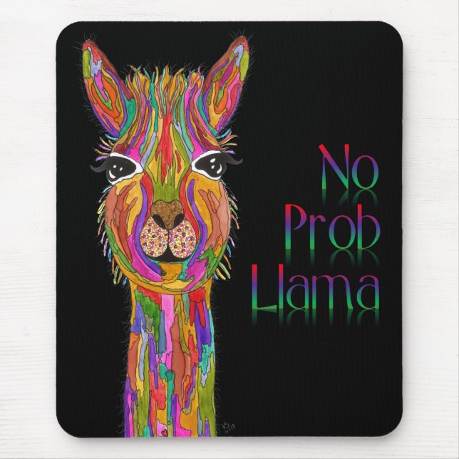 Cute and Colourful Llama Mouse Pad (Front)