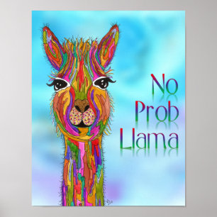 Cute and Colourful Llama Poster - 11"x14"