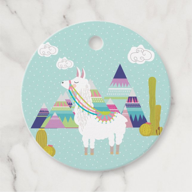 Cute and Colourful Llama Pyramid Birthday Thank Yo Favour Tags (Front)