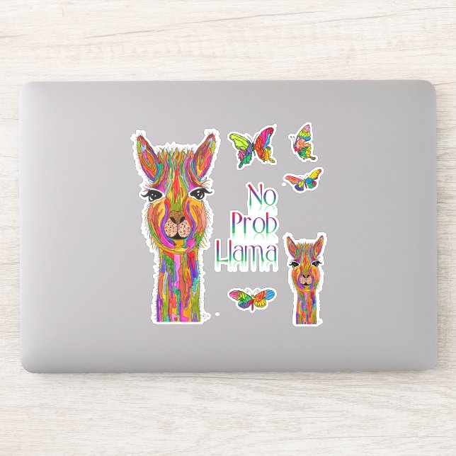 Cute and Colourful Llama Vinyl Stickers (Computer)