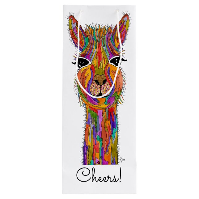 Cute and Colourful Llama Wine Bag (Back)