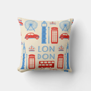 Cute and Colourful London Cartoon Drawing Cushion