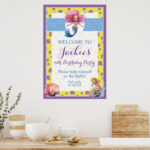 Cute and Colourful Magic Mermaid Poster