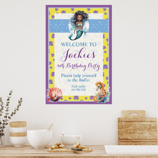 Cute and Colourful Magic Mermaid Poster (Kitchen)