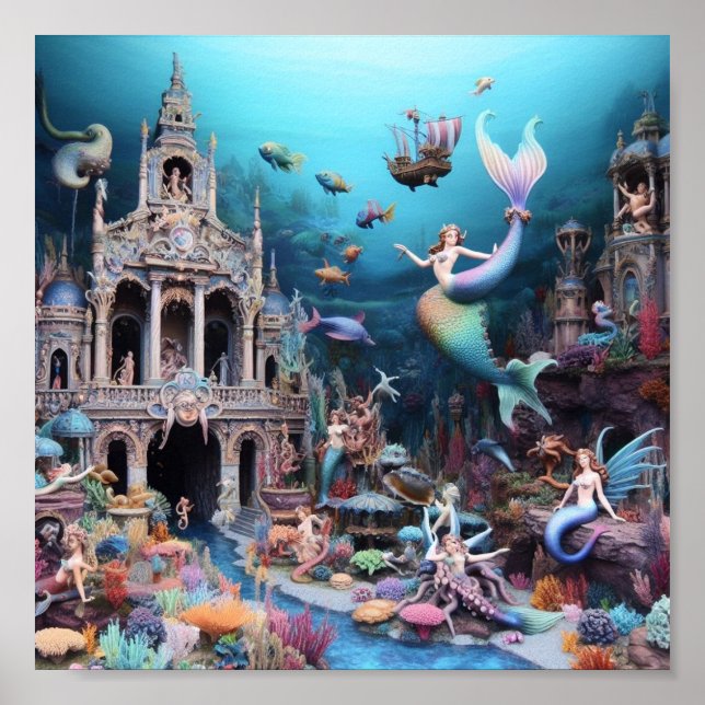 Cute and Colourful Mermaids  Poster (Front)