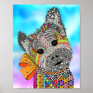 Cute and Colourful Norwich Terrier Poster 8" x 10"