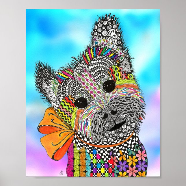 Cute and Colourful Norwich Terrier Poster 8" x 10" (Front)