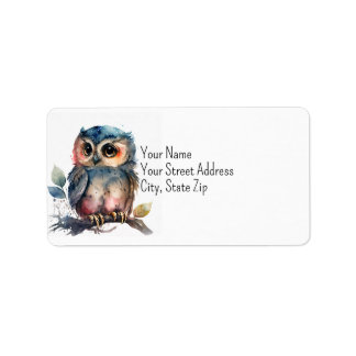 Cute and Colourful Owl Address Label